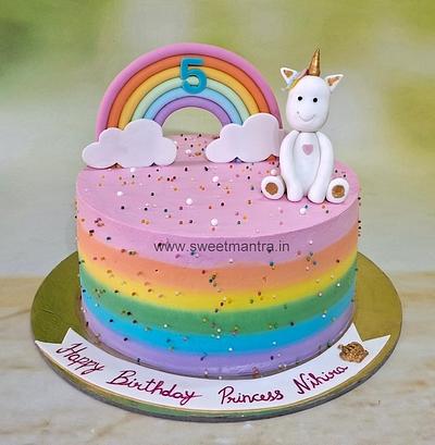 Colorful Unicorn cake in whipped cream - Cake by Sweet Mantra Homemade Customized Cakes Pune