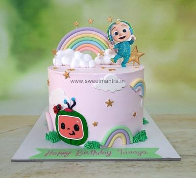 Cocomelon theme cake in cream - Cake by Sweet Mantra Homemade Customized Cakes Pune