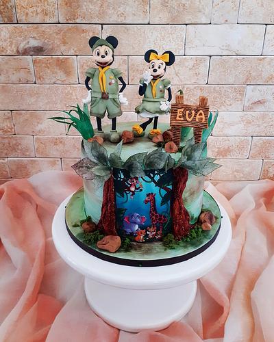 Minnie & Mickey in the jungle 🐒🦁 - Cake by Cakes_bytea