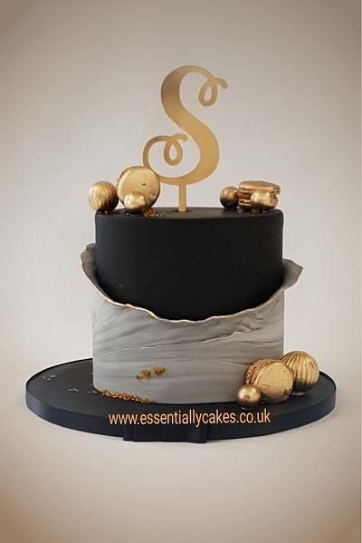 Black, marble & gold - Cake by Essentially Cakes