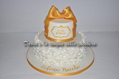 white and gold baptism cake - Cake by Daria Albanese