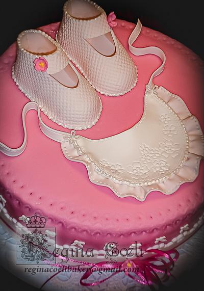Baby Shower booties and bib - Cake by Regina Coeli Baker