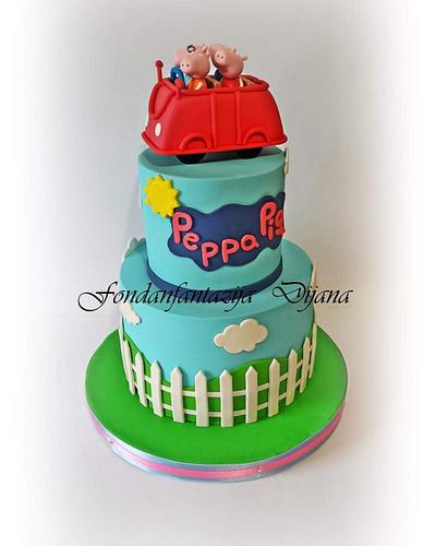 Peppa pig themed cake - Cake by Fondantfantasy