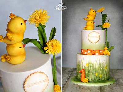 chickens and dandelion  - Cake by Lorna