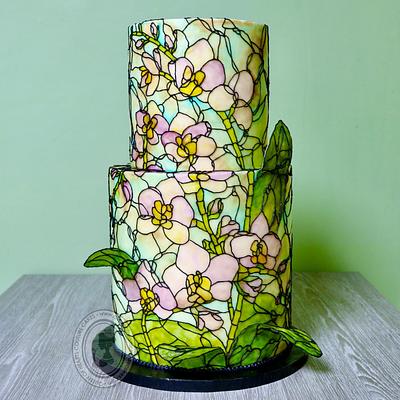 Stained Glass Orchids - Cake by Queen of Hearts Couture Cakes