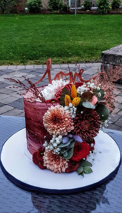 Wafer paper engagement cake - Cake by Celine
