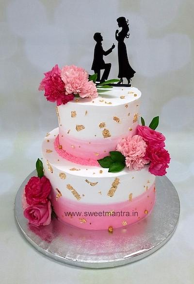 Floral proposal cake - Cake by Sweet Mantra Homemade Customized Cakes Pune