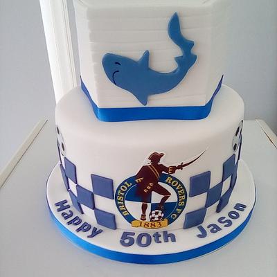 50th birthday cake for fan of football and cricket - Cake by Combe Cakes