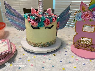 Unicorn Birthday Cake & Macarons - Cake by Eicie Does It Custom Cakes