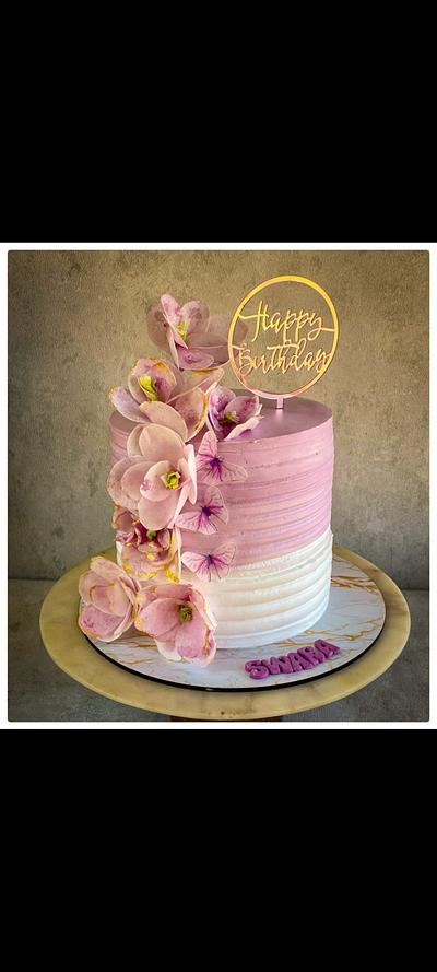 Wafer paper flowers  - Cake by Ruchi Narang