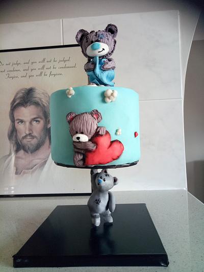 Gravity defying Tatty Teddy cake - Cake by Jewels Cakes