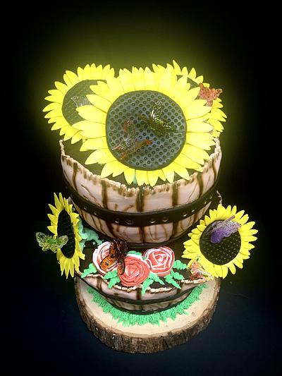 Butterflies and Sunflowers  - Cake by Sharp Sweets