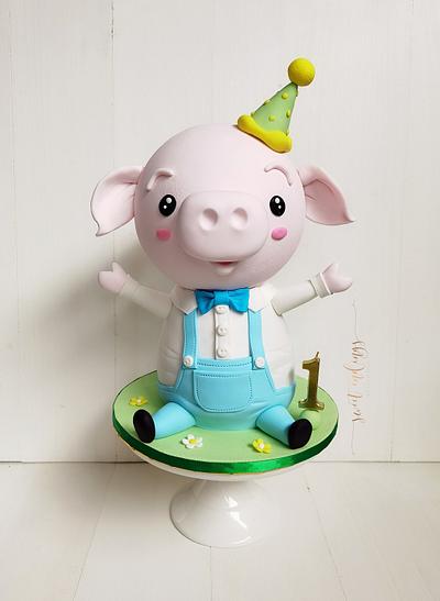 Little Piggy's 1st Birthday! - Cake by Lulu Goh