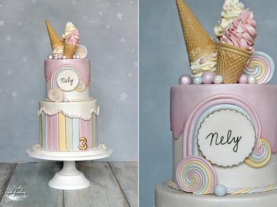 Ice cream and rainbow - Cake by Lorna