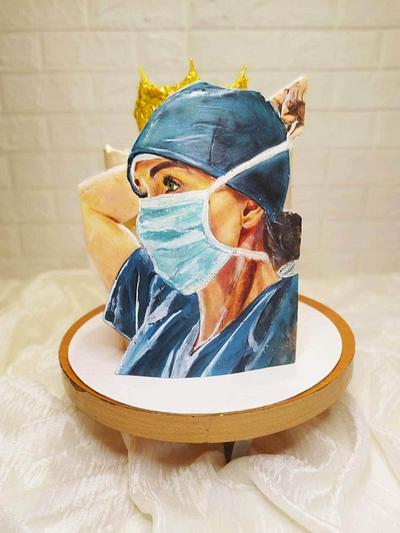 Handpainted female doctor cake - Cake by RekaBL86