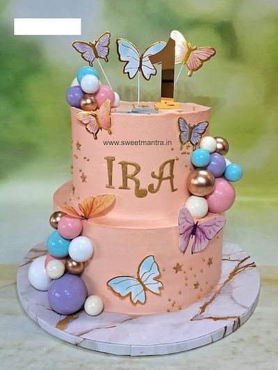 Butterfly theme cream cake - Cake by Sweet Mantra Homemade Customized Cakes Pune