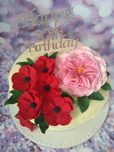 Buttercream and flower cake. - Cake by Karen's Cakes And Bakes.