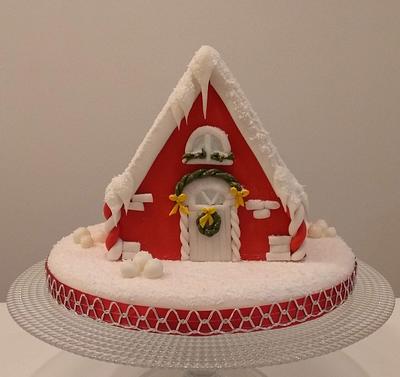 Red Christmas house cake - Cake by Clara