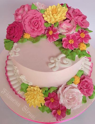 Whippingcream flower cake - Cake by Filomena