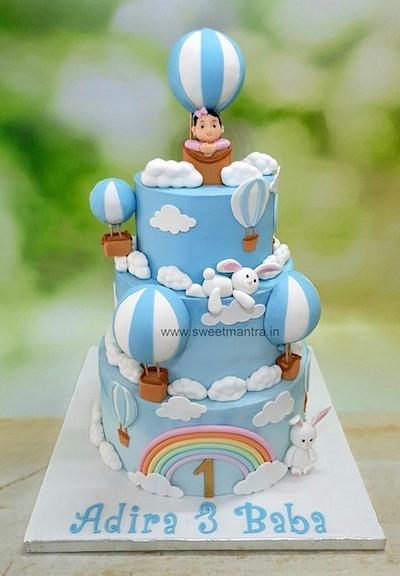 Hot air balloon 3 tier cake - Cake by Sweet Mantra Customized cake studio Pune