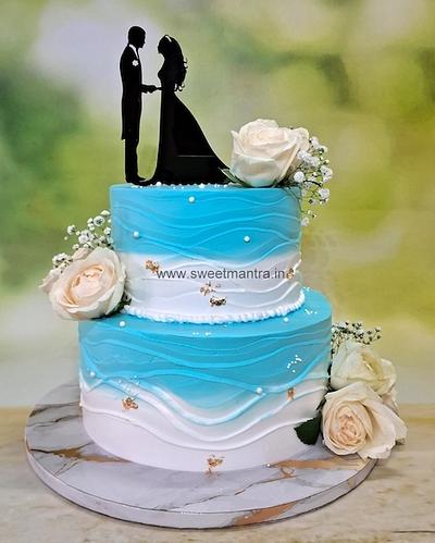 Engagement 2 tier cream cake - Cake by Sweet Mantra Homemade Customized Cakes Pune