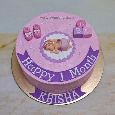 Baby girl 1st month birthday cake - Cake by Sweet Mantra Homemade Customized Cakes Pune