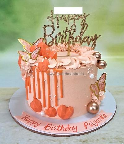 Butterflies and drip cake for girl - Cake by Sweet Mantra Homemade Customized Cakes Pune