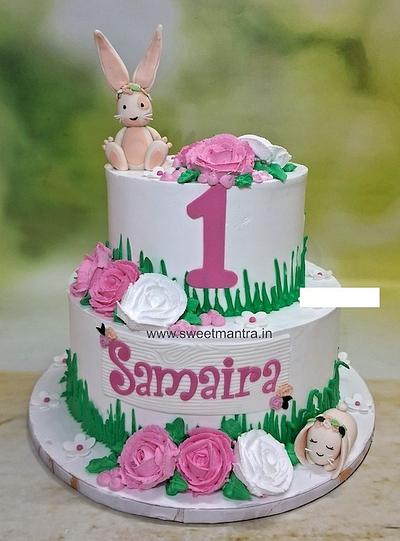 Bunny cake for girl's 1st birthday - Cake by Sweet Mantra Homemade Customized Cakes Pune