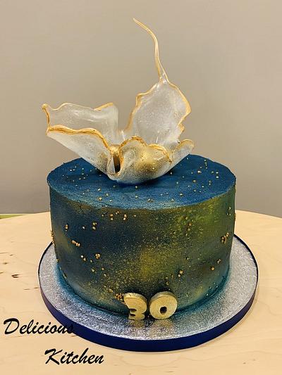 Birthday cake with isomalt sail - Cake by Emily's Bakery