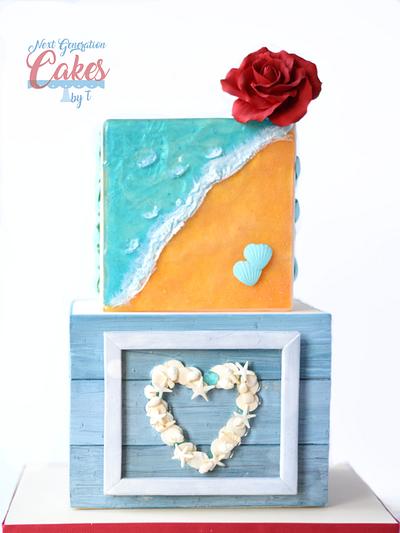 Beach Theme Valentine’s Day  - Cake by Teresa Davidson