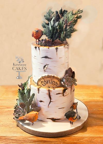 Woodland Birds on Stump - Cake by Jenny Kennedy Jenny's Haute Cakes