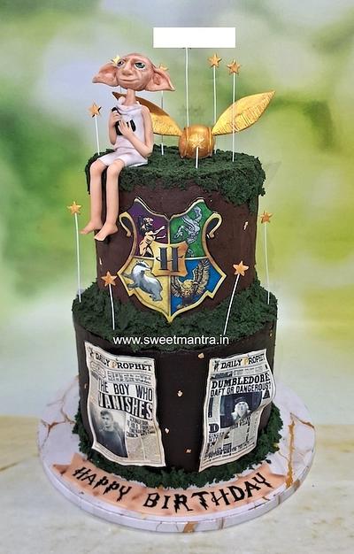 Harry Potter 2 tier cake with Dobby - Cake by Sweet Mantra Homemade Customized Cakes Pune