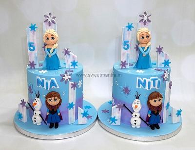 Frozen cake for twin girls - Cake by Sweet Mantra Homemade Customized Cakes Pune