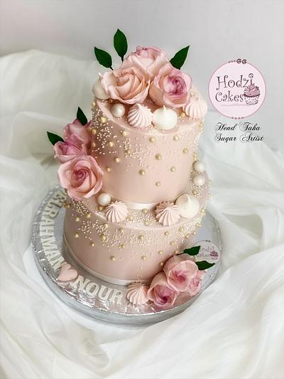 Floral Engagement Cake💕🌸 - Cake by Hend Taha-HODZI CAKES