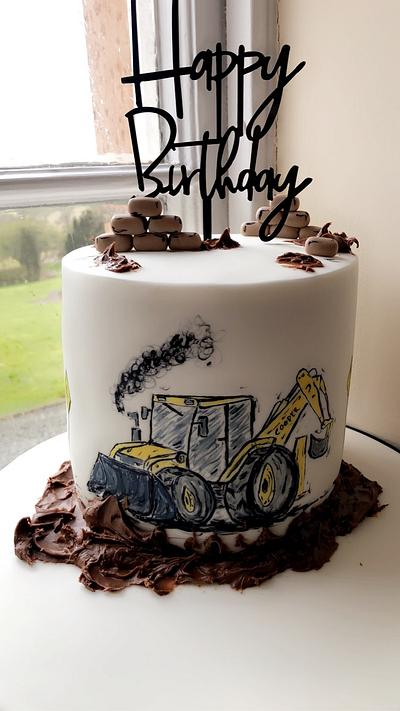 Hand painted digger theme  - Cake by Missyclairescakes