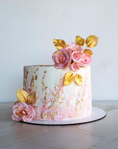 Pink and gold cake - Cake by TortIva