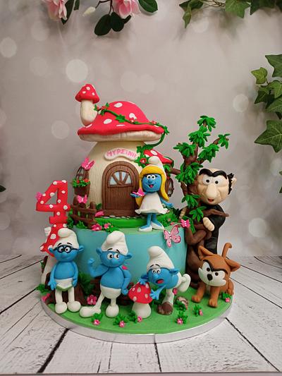 Celebrating with Smurfs  - Cake by Evdokia Tzalla