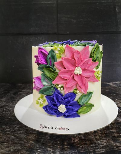 Daisy pallete knife painting cake - Cake by Ike Keidi