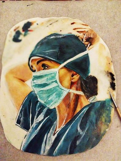 Handpainted female doctor - Cake by RekaBL86