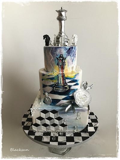 Hand painted - chess themed :) - Cake by Zuzana Kmecova