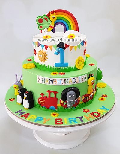 1st birthday 2 tier cake for boy - Cake by Sweet Mantra Homemade Customized Cakes Pune