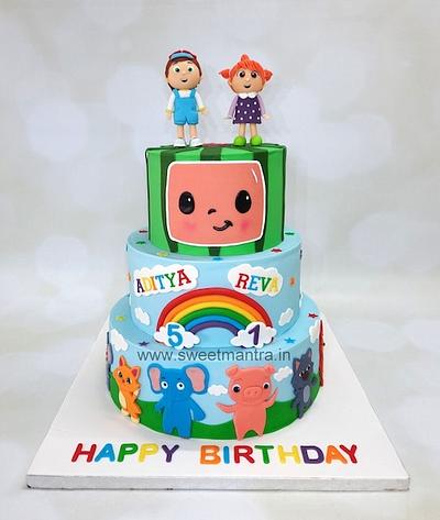 Cocomelon theme 3 tier cake for kids birthday - Cake by Sweet Mantra - Custom/Theme cake studio