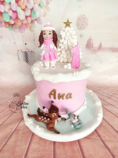 Little girl on snow - Cake by Zaklina