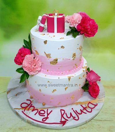 Gold Rose and Ring cake - Cake by Sweet Mantra Homemade Customized Cakes Pune