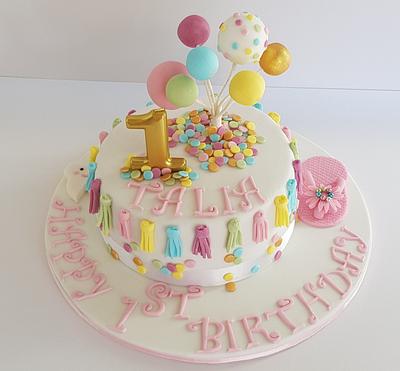 Baby girl turning One - Cake by jscakecreations