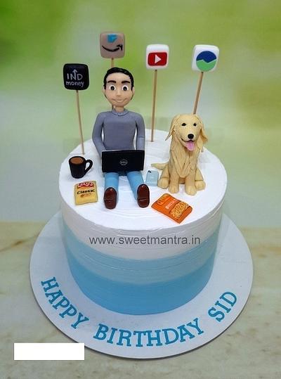 Customised cake for husband with pet - Cake by Sweet Mantra Homemade Customized Cakes Pune