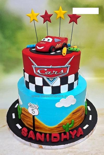 Mcqueen Cars 2 tier cake - Cake by Sweet Mantra Homemade Customized Cakes Pune