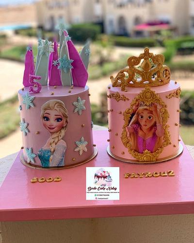 ❄️👑princesses cake 👑❄️  👑Rapunzel & Elsa Frozen ❄️ - Cake by Hadeer ahmed