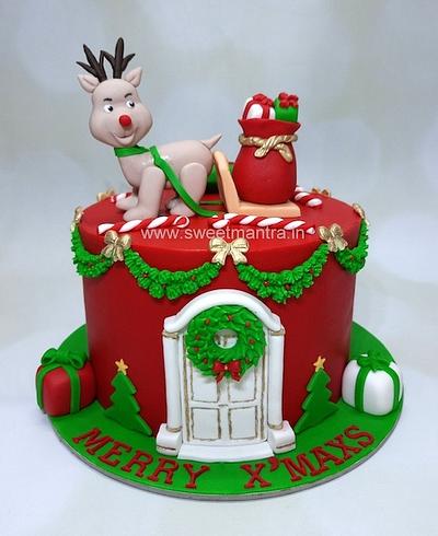 Christmas theme fondant cake - Cake by Sweet Mantra Homemade Customized Cakes Pune