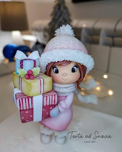 Girl with Christmas gifts - Cake by Torta Od Snova
